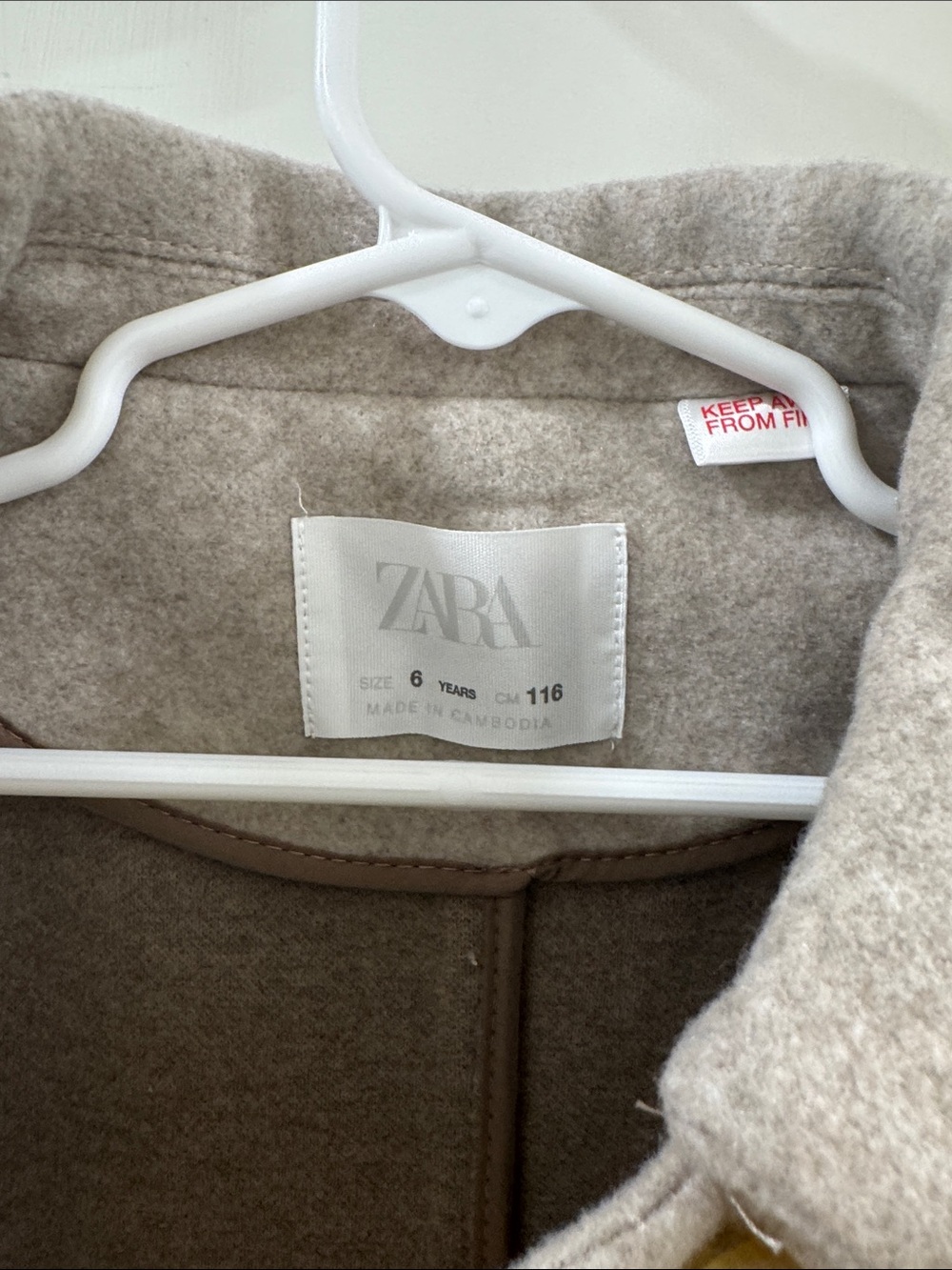 Zara Kids Beige Wool-Blend Button Pea Coat - Picture 7 of 10